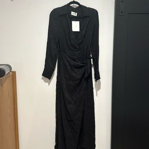 DISSH Sasha Black Wrap Midi Dress (NEW W/ TAGS)